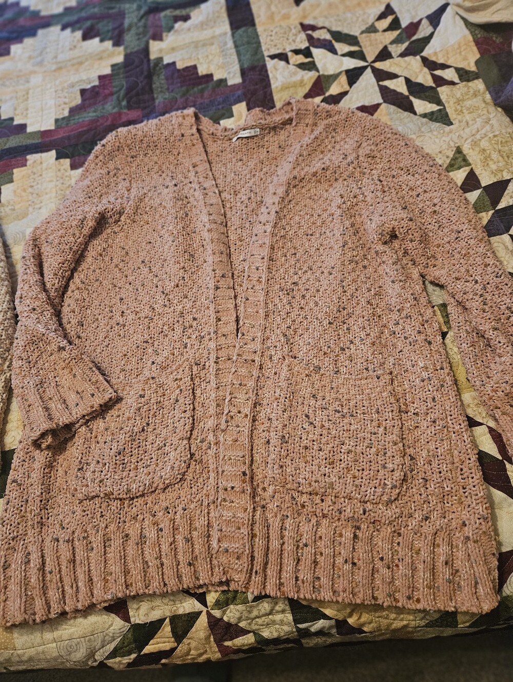 Cozy Open-Front Pink Knit Cardigan Sweater